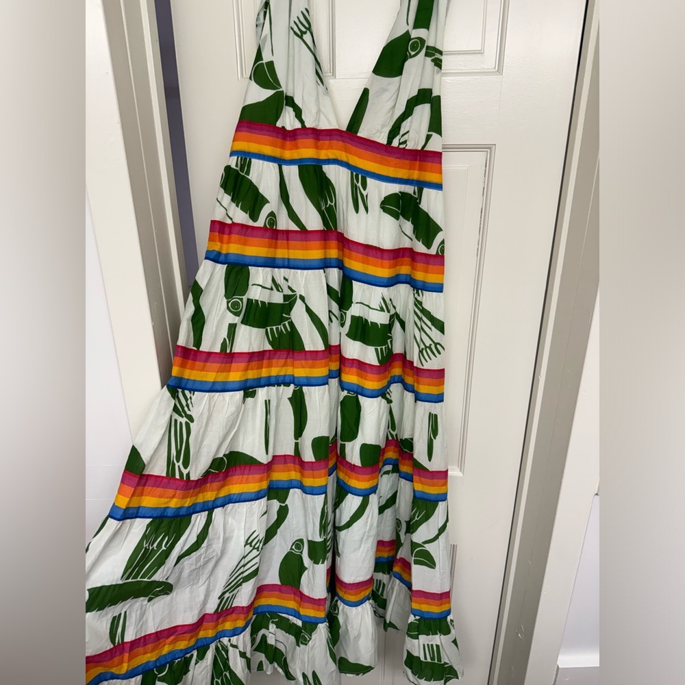 FARM Rio Toucan Layered Rainbow Midi/Maxi Dress Size Small - Picture 3 of 7
